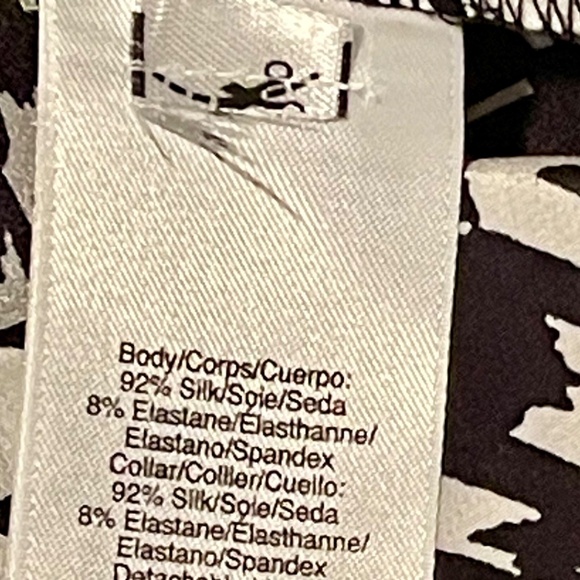 SALE! DKNY Shirt-Dress Black & White Houndstooth Pattern, Silk: Size L - Picture 9 of 10